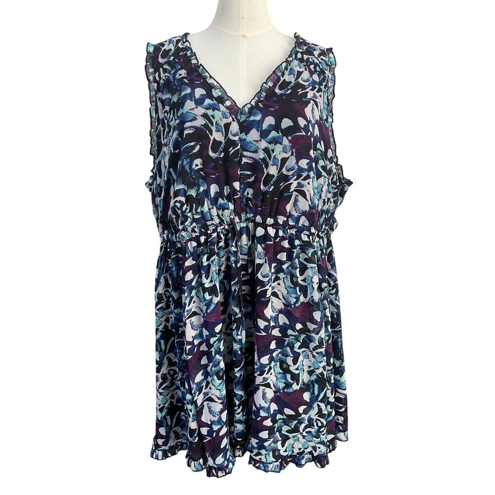 NWT Torrid Floral Ruffle Sleeveless Mini Dress Women's Size 4X Multicolor